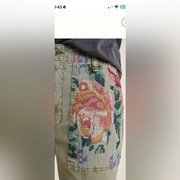 Anthropologie Olive Relaxed Embroidered Trousers Size 25 - Picture 2 of 10